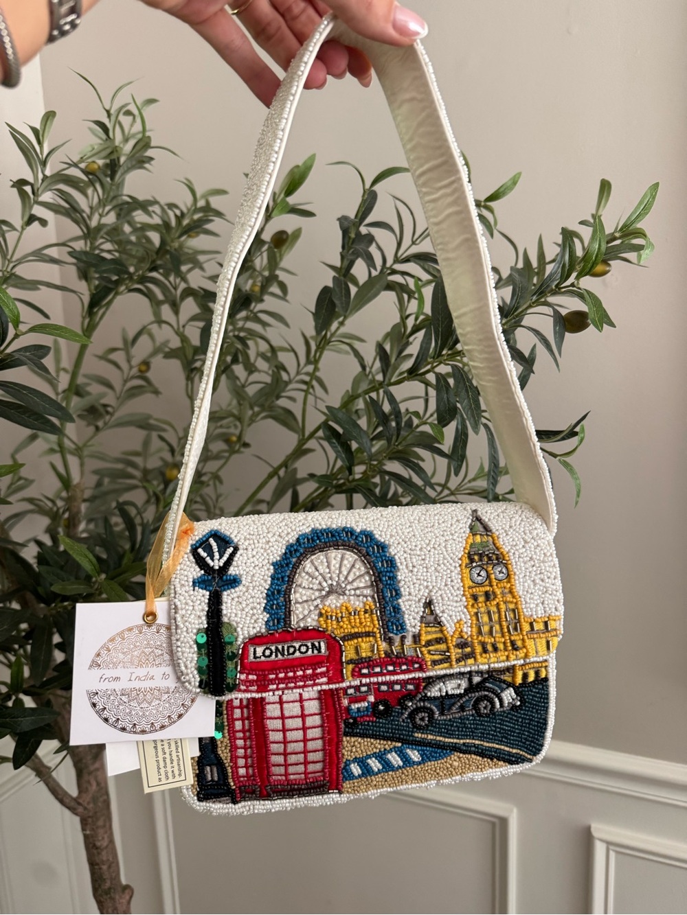 Made in India Beaded London Scene Shoulder Bag